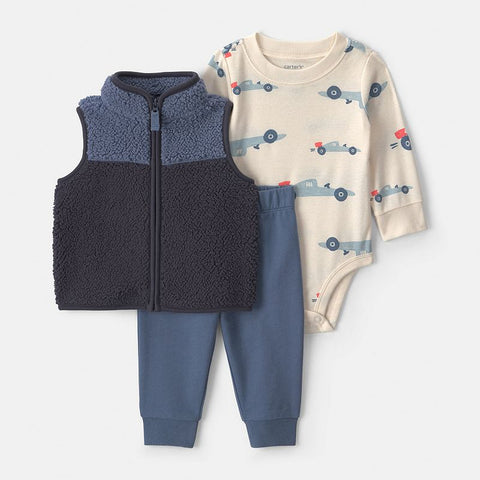 Baby Boy's 3-Piece Race Car Teddy Fleece Layering Set 1W084010