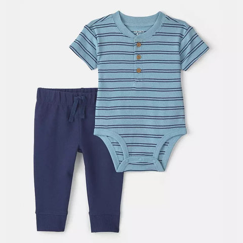 Baby Boy's Navy Strip 2-Piece Bodysuit & Pant Set 1V325110