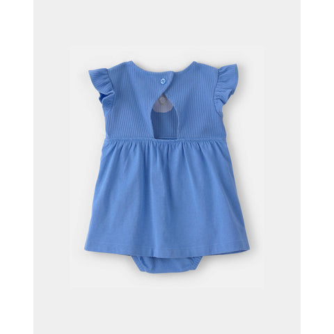 Baby Girl Seashell Short-Sleeve Bodysuit Dress - Blue