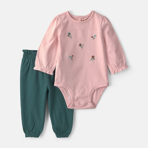 Baby Girl's 2-Piece Long-Sleeve Bodysuit & Pant Set 1W290810