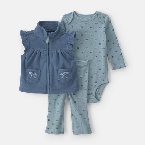 Baby Girl's 3-Piece Fleece Vest, Bodysuit & Legging Set 1W341810