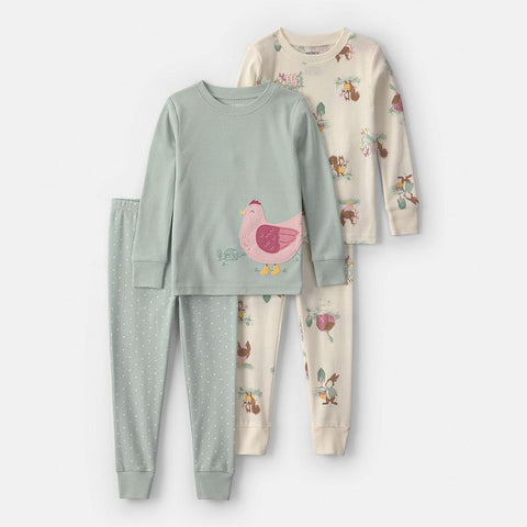 Baby & Toddler Girls's 4-Piece Pajama Top & Pajama Bottoms Set 1W132710