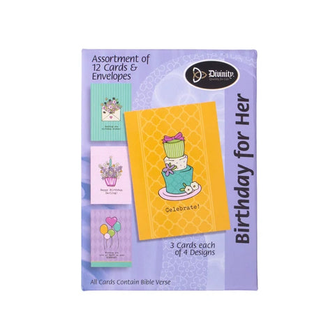 Birthday Balloons Cake Cupcake and Floral Boxed Cards 36678N