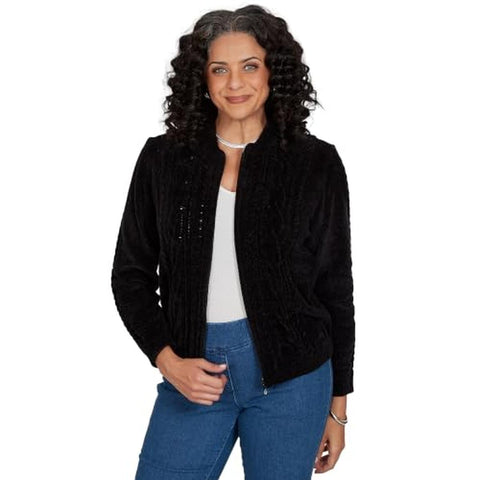 Women's Zip-Front Chenille Cardigan 03969