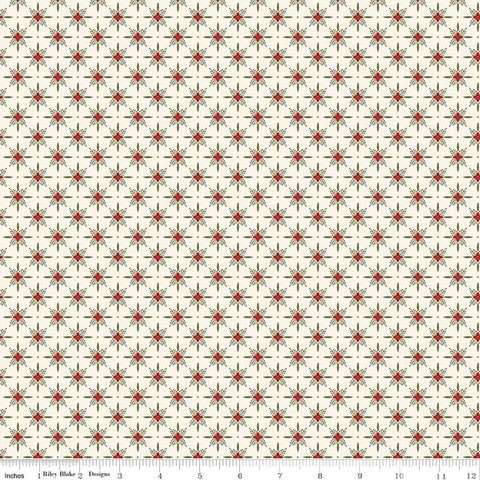 cream, Christmas Greeting Collection Twinkle Cotton Fabric C17666