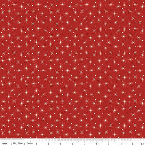 red, Christmas Greeting Collection Christmas Lights Cotton Fabric C17667