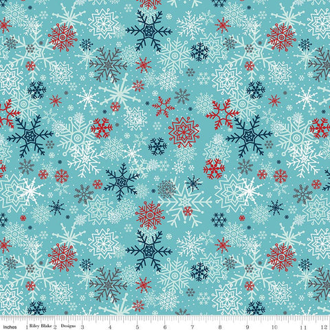 blue, A Perfect Collection Snowflakes Cotton Fabric C17992