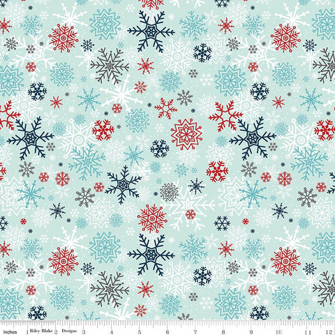 powder blue, A Perfect Collection Snowflakes Cotton Fabric C17992