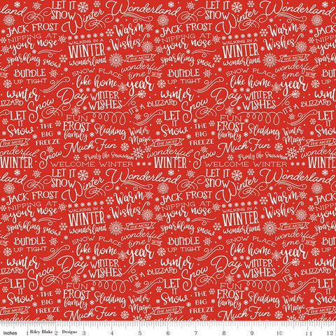 red, A Perfect Winter Collection Text Cotton Fabric C17993