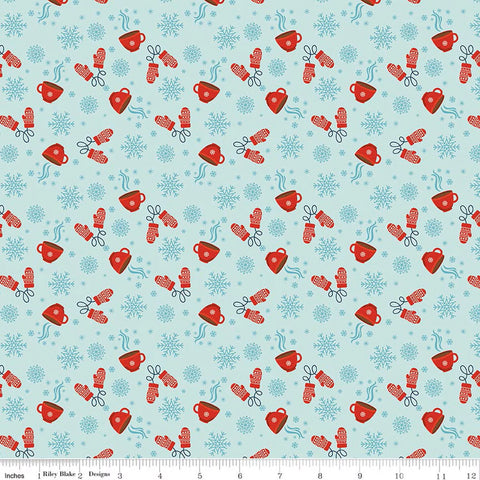 powder blue, A Perfect Winter Collection Hot Cocoa Cotton Fabric C17994