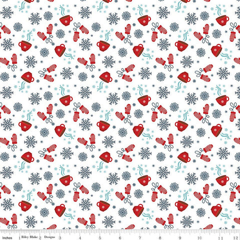 white, A Perfect Winter Collection Hot Cocoa Cotton Fabric C17994