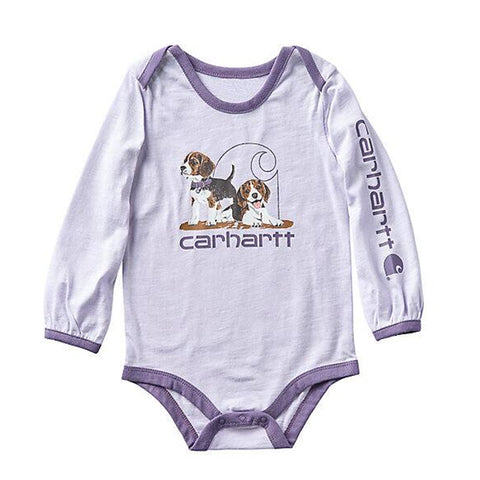 Girls' Long-Sleeve Puppies Bodysuit CA7227