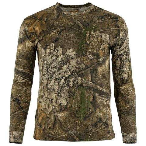 Gamehide men's Woodsman long-sleeve hunting tee shirt in Realtree APX camo pattern