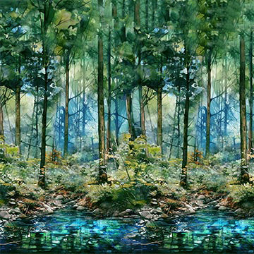 Serenity Springs Collection Forest Print Cotton Fabric Serenity Springs Collection Wide Back Cotton Fabric B29066-78