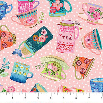 My Cup of Tea Collection Tea Cups Print Cotton Fabric DP29273-21