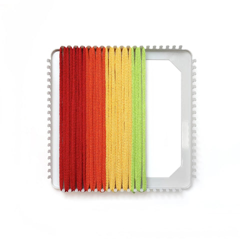 Friendly Loom Potholder Loom with potholder partially finished