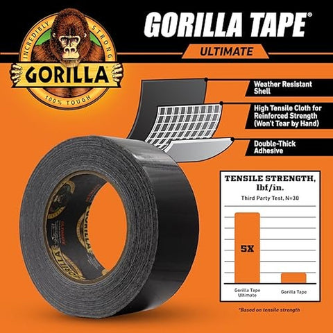 Gorilla Black Ultimate Tape 20yd - 5x Stronger