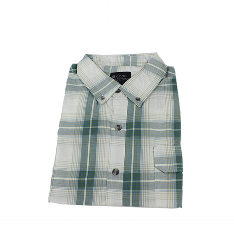 Good Traditions Dominic men's short-sleeve casual shirt in Green Plaid