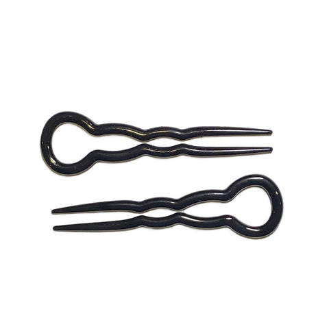 Black plastic hair pins