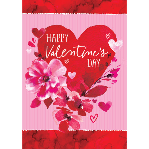 Garden flag showing Hearts & Flowers