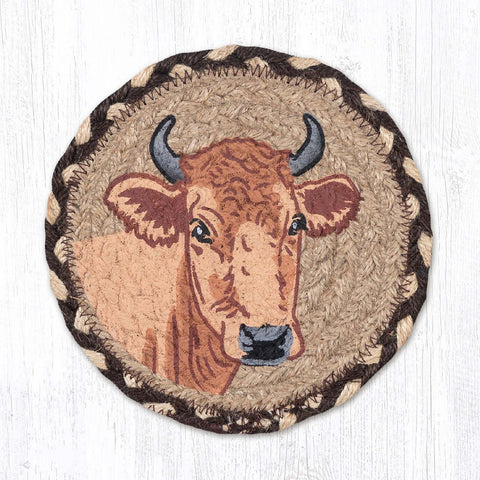 dairy cow, Oversized Braided Jute Coaster LC