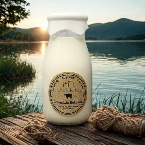 Lakeside Retreat scent Milk Bottle Candle