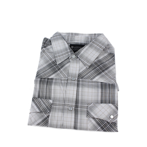Good Traditions Denver men's short-sleeve western shirt in Metal plaid
