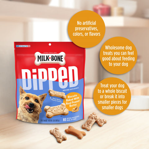 Dipped Baked with Real Peanut Butter Dog Biscuits, 12 oz
