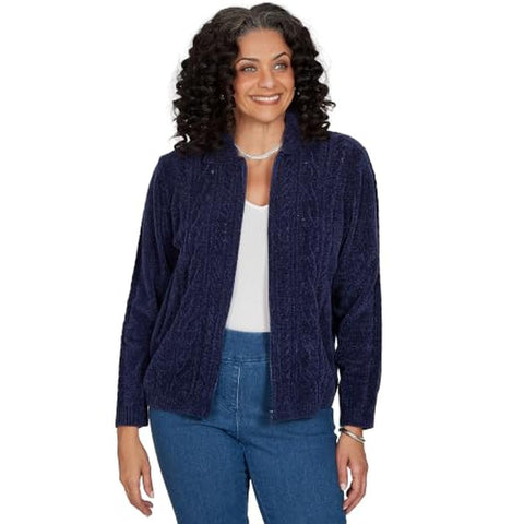 Women's Zip-Front Chenille Cardigan 03969