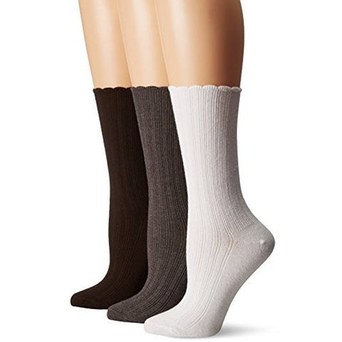 Women's Scallop Pointelle Sock 3 Pair Pack Assorted NS6047