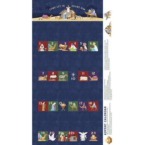 Come Let Us Adore Him Collection Advent Calendar Cotton Panel PD16315