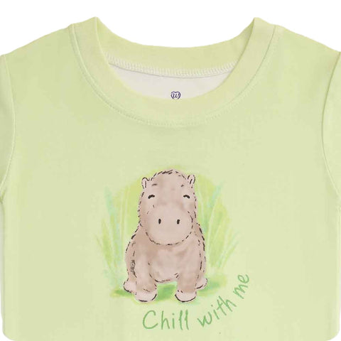 Closeup of top of Warmies Toddler Short Sleeve Capybara Pajamas