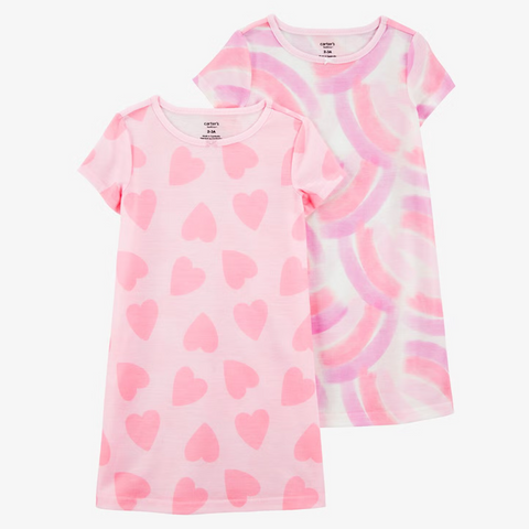Girls' 2-Pack Rainbow Hearts Nightgowns 3S893510