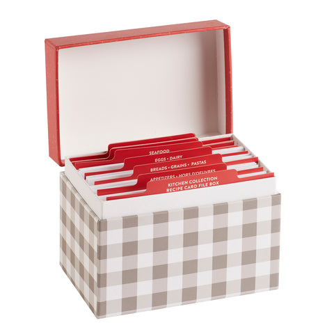 Open box with red divider cards 