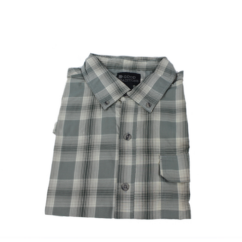 Good Traditions Dominic men's short-sleeve casual shirt in Sage Plaid