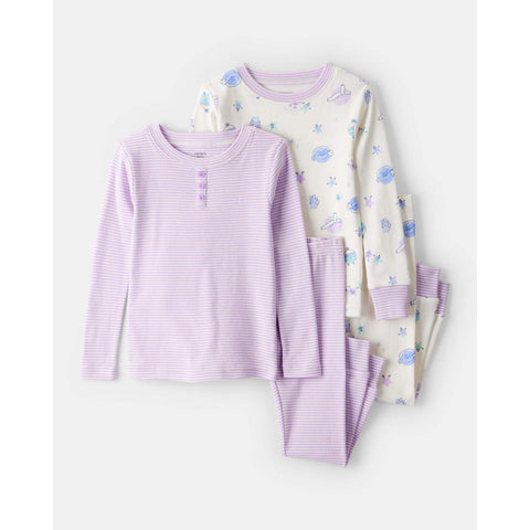 Baby Girl 100% Cotton Snug Fit 4-Piece Pajamas
