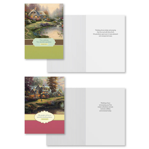 Dayspring Thomas Kinkade Cottage thinking of you card designs 1 & 2