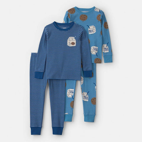 Toddler Boy's 4-Piece Pajama Milk And Cookies Top & Pajama Bottoms Set 2W130710