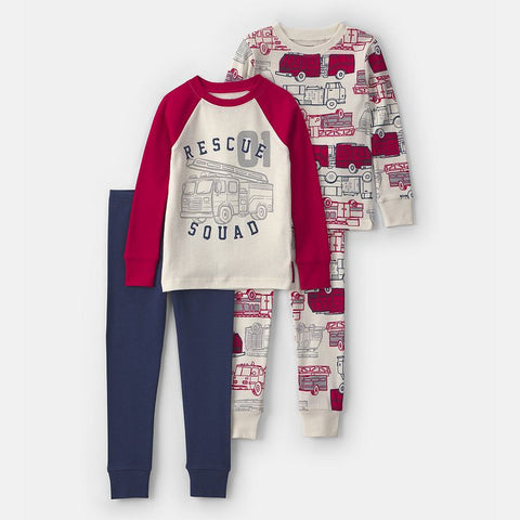Toddler Boys 4-Piece Pajama Top & Pajama Bottoms Set 2W130510