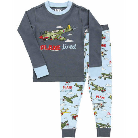 Toddler Boys' Plane Tired Long-Sleeve Pajama Set KID645