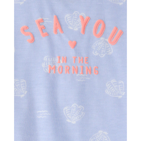 Toddler Girl Sea Shell Loose Fit 2-Piece Pajama Set - Blue