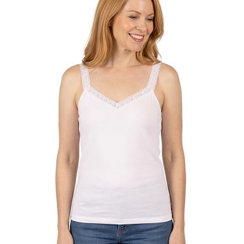 Women's 100% Cotton Camisole with Lace Trim 262