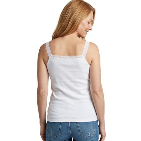 Women's 100% Cotton Camisole with Lace Trim 262