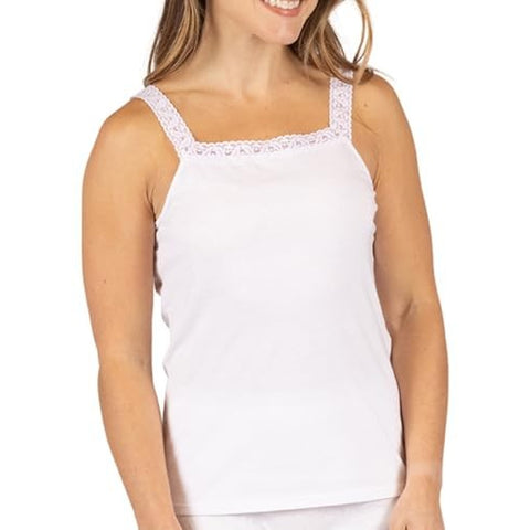 Women's 100% Cotton Camisole with Lace Trim 262