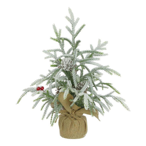 Snowy Pinecone and Berry Tree with Burlap Bag X2010-WG