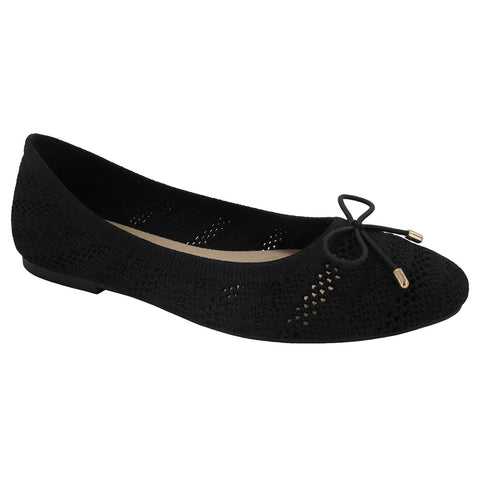 Women's Claret Knitted Ballet Flats 136336