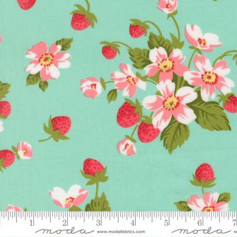 aqua, Bloomsberry Collection In Bloom Cotton Fabric 5535