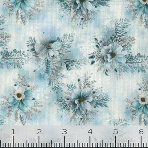 aqua, Floral Print Knit Fabric CA257