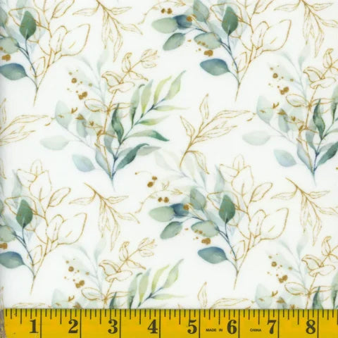 Ayla Eucalyptus Print Minky Stretch Fabric 145329