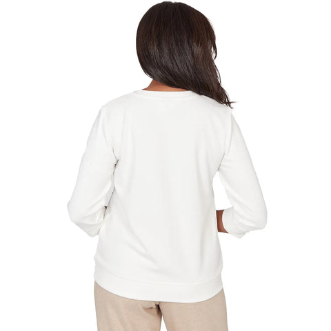 back, Women's Floral Embroidered Crew Neck Top 26150